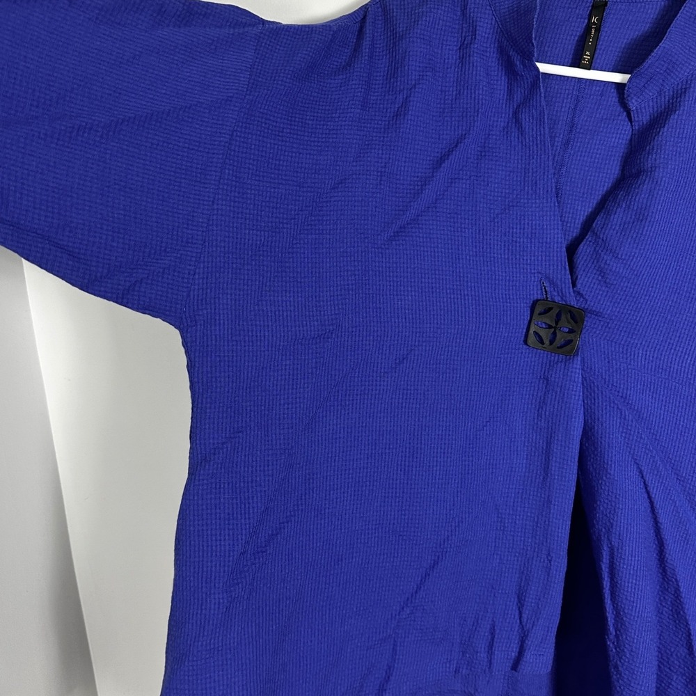 IC Connie K Blue Linen Blend Top Womens Size XL USA Style 6670J Lagenlook Button - Picture 8 of 10